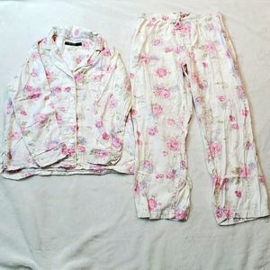 Rose print cotton-viscose pajama set
